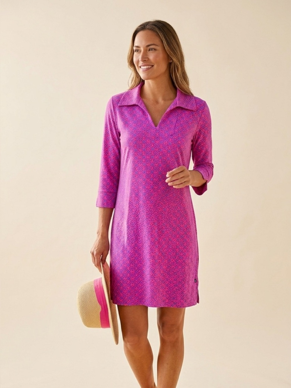Banana Boat Pink Collared V‑Neck Swim Sun UPF 50+ Dress Size Medium